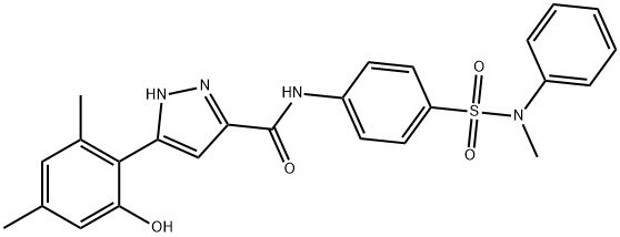 3-(2-hydroxy-4,6-dimethylphenyl)-N-{4-[methyl(phenyl)sulfamoyl]phenyl}-1H-pyrazole-5-carboxamide 结构式