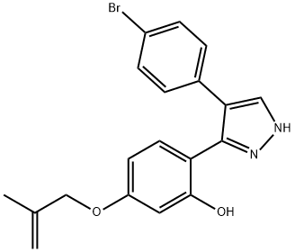 2-[4-(4-bromophenyl)-1H-pyrazol-3-yl]-5-[(2-methylprop-2-en-1-yl)oxy]phenol Struktur