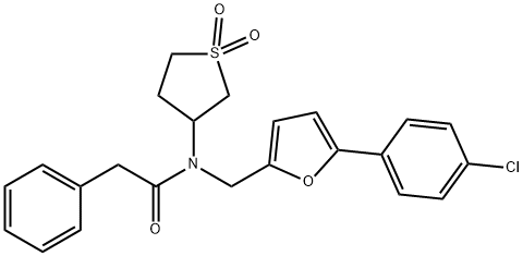 N-{[5-(4-chlorophenyl)-2-furyl]methyl}-N-(1,1-dioxidotetrahydro-3-thienyl)-2-phenylacetamide 化学構造式