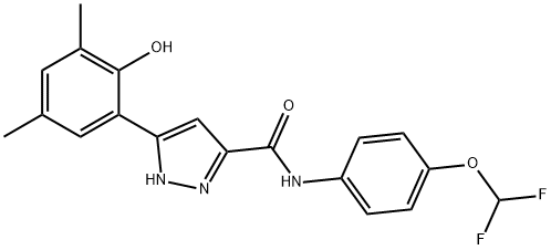 N-[4-(difluoromethoxy)phenyl]-3-(2-hydroxy-3,5-dimethylphenyl)-1H-pyrazole-5-carboxamide Struktur