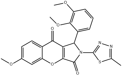 1-(2,3-dimethoxyphenyl)-6-methoxy-2-(5-methyl-1,3,4-thiadiazol-2-yl)-1,2-dihydrochromeno[2,3-c]pyrrole-3,9-dione 化学構造式