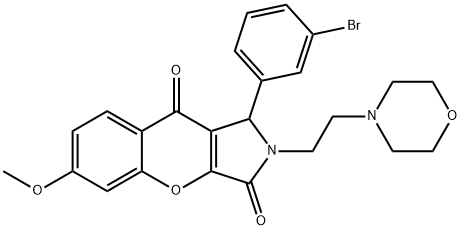 1-(3-bromophenyl)-6-methoxy-2-[2-(4-morpholinyl)ethyl]-1,2-dihydrochromeno[2,3-c]pyrrole-3,9-dione Struktur