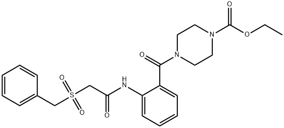 ethyl 4-(2-(2-(benzylsulfonyl)acetamido)benzoyl)piperazine-1-carboxylate Struktur