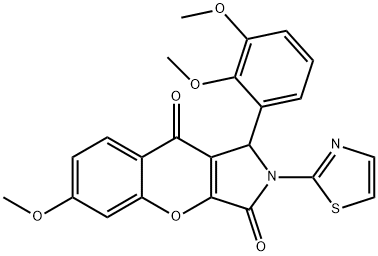 1-(2,3-dimethoxyphenyl)-6-methoxy-2-(1,3-thiazol-2-yl)-1,2-dihydrochromeno[2,3-c]pyrrole-3,9-dione Structure