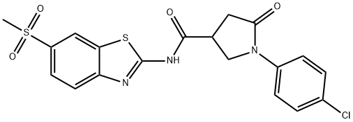 1-(4-chlorophenyl)-N-[6-(methylsulfonyl)-1,3-benzothiazol-2-yl]-5-oxopyrrolidine-3-carboxamide,879601-55-5,结构式