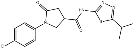 1-(4-chlorophenyl)-5-oxo-N-[5-(propan-2-yl)-1,3,4-thiadiazol-2-yl]pyrrolidine-3-carboxamide 化学構造式