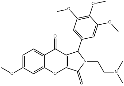 2-[2-(dimethylamino)ethyl]-6-methoxy-1-(3,4,5-trimethoxyphenyl)-1,2-dihydrochromeno[2,3-c]pyrrole-3,9-dione,879770-89-5,结构式