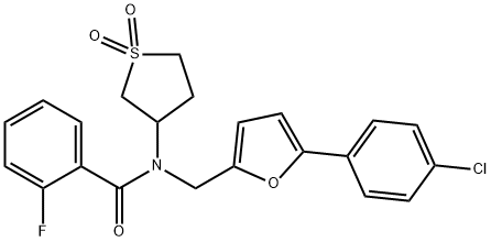 N-{[5-(4-chlorophenyl)-2-furyl]methyl}-N-(1,1-dioxidotetrahydro-3-thienyl)-2-fluorobenzamide,879771-80-9,结构式
