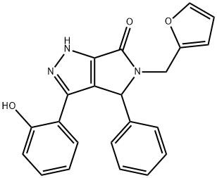 5-(furan-2-ylmethyl)-3-(2-hydroxyphenyl)-4-phenyl-4,5-dihydropyrrolo[3,4-c]pyrazol-6(1H)-one,879925-88-9,结构式