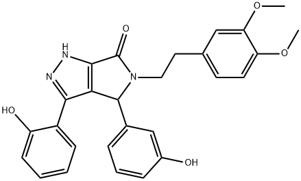 5-[2-(3,4-dimethoxyphenyl)ethyl]-3-(2-hydroxyphenyl)-4-(3-hydroxyphenyl)-4,5-dihydropyrrolo[3,4-c]pyrazol-6(1H)-one Structure