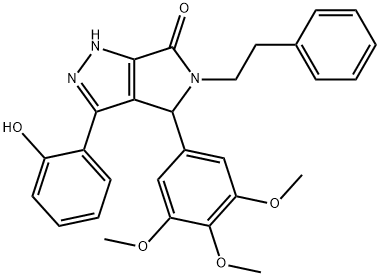 3-(2-hydroxyphenyl)-5-(2-phenylethyl)-4-(3,4,5-trimethoxyphenyl)-4,5-dihydropyrrolo[3,4-c]pyrazol-6(1H)-one 结构式