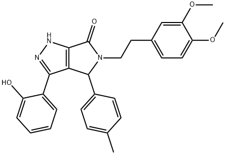 5-[2-(3,4-dimethoxyphenyl)ethyl]-3-(2-hydroxyphenyl)-4-(4-methylphenyl)-4,5-dihydropyrrolo[3,4-c]pyrazol-6(1H)-one Structure