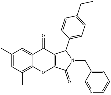 1-(4-ethylphenyl)-5,7-dimethyl-2-(pyridin-3-ylmethyl)-1,2-dihydrochromeno[2,3-c]pyrrole-3,9-dione Structure