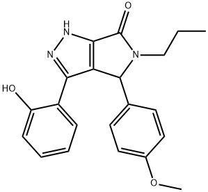 3-(2-hydroxyphenyl)-4-(4-methoxyphenyl)-5-propyl-4,5-dihydropyrrolo[3,4-c]pyrazol-6(2H)-one Struktur