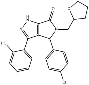 4-(4-chlorophenyl)-3-(2-hydroxyphenyl)-5-(tetrahydrofuran-2-ylmethyl)-4,5-dihydropyrrolo[3,4-c]pyrazol-6(2H)-one Structure