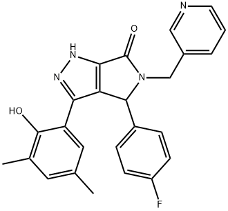 4-(4-fluorophenyl)-3-(2-hydroxy-3,5-dimethylphenyl)-5-(pyridin-3-ylmethyl)-4,5-dihydropyrrolo[3,4-c]pyrazol-6(2H)-one Structure