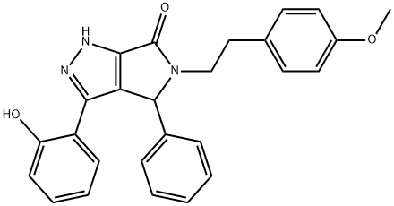 3-(2-hydroxyphenyl)-5-[2-(4-methoxyphenyl)ethyl]-4-phenyl-4,5-dihydropyrrolo[3,4-c]pyrazol-6(2H)-one Struktur