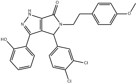 4-(3,4-dichlorophenyl)-3-(2-hydroxyphenyl)-5-[2-(4-methoxyphenyl)ethyl]-4,5-dihydropyrrolo[3,4-c]pyrazol-6(2H)-one Struktur