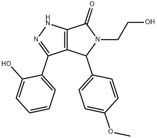 5-(2-hydroxyethyl)-3-(2-hydroxyphenyl)-4-(4-methoxyphenyl)-4,5-dihydropyrrolo[3,4-c]pyrazol-6(2H)-one Struktur