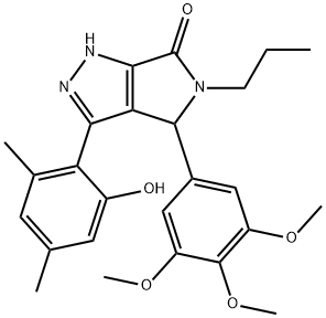 3-(2-hydroxy-4,6-dimethylphenyl)-5-propyl-4-(3,4,5-trimethoxyphenyl)-4,5-dihydropyrrolo[3,4-c]pyrazol-6(1H)-one,880398-85-6,结构式
