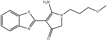 5-Amino-4-benzothiazol-2-yl-1-(3-methoxy-propyl)-1,2-dihydro-pyrrol-3-one Struktur
