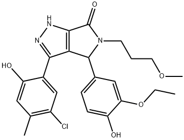 3-(5-chloro-2-hydroxy-4-methylphenyl)-4-(3-ethoxy-4-hydroxyphenyl)-5-(3-methoxypropyl)-4,5-dihydropyrrolo[3,4-c]pyrazol-6(1H)-one,880790-01-2,结构式