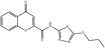 4-oxo-N-[5-(propylsulfanyl)-1,3,4-thiadiazol-2-yl]-4H-chromene-2-carboxamide Struktur