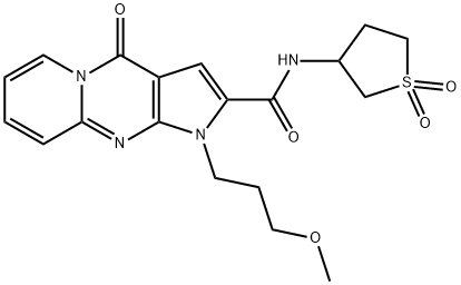 N-(1,1-dioxidotetrahydrothiophen-3-yl)-1-(3-methoxypropyl)-4-oxo-1,4-dihydropyrido[1,2-a]pyrrolo[2,3-d]pyrimidine-2-carboxamide 化学構造式