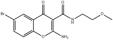 2-amino-6-bromo-N-(2-methoxyethyl)-4-oxo-4H-chromene-3-carboxamide Struktur