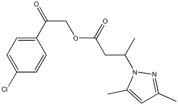 2-(4-chlorophenyl)-2-oxoethyl 3-(3,5-dimethyl-1H-pyrazol-1-yl)butanoate Struktur