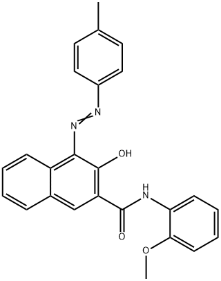 (E)-3-hydroxy-N-(2-methoxyphenyl)-4-(p-tolyldiazenyl)-2-naphthamide Struktur