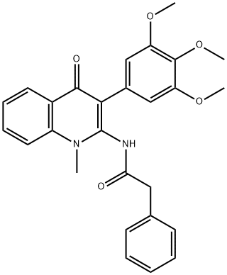 N-[1-methyl-4-oxo-3-(3,4,5-trimethoxyphenyl)-1,4-dihydro-2-quinolinyl]-2-phenylacetamide 化学構造式