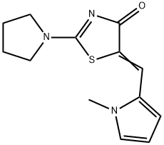 (5Z)-5-[(1-methyl-1H-pyrrol-2-yl)methylidene]-2-(pyrrolidin-1-yl)-1,3-thiazol-4(5H)-one 化学構造式