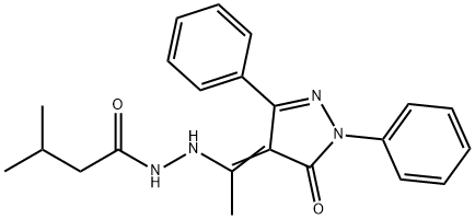 3-methyl-N'-[(1Z)-1-(5-oxo-1,3-diphenyl-1,5-dihydro-4H-pyrazol-4-ylidene)ethyl]butanehydrazide 结构式