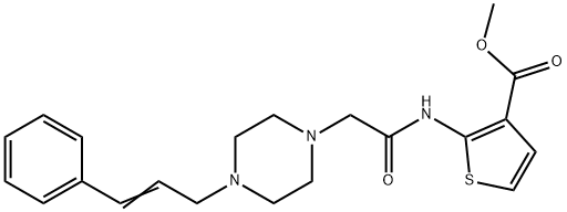 (E)-methyl 2-(2-(4-cinnamylpiperazin-1-yl)acetamido)thiophene-3-carboxylate Struktur