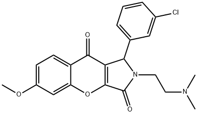 1-(3-chlorophenyl)-2-[2-(dimethylamino)ethyl]-6-methoxy-1,2-dihydrochromeno[2,3-c]pyrrole-3,9-dione,886153-64-6,结构式