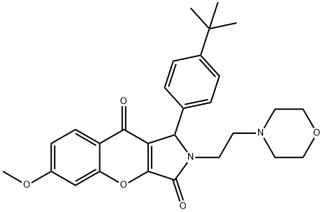 1-(4-tert-butylphenyl)-6-methoxy-2-[2-(4-morpholinyl)ethyl]-1,2-dihydrochromeno[2,3-c]pyrrole-3,9-dione,886158-84-5,结构式