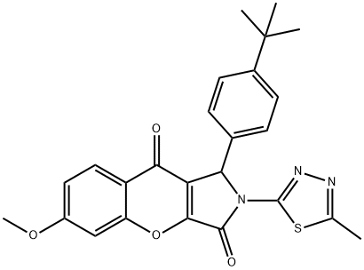 1-(4-tert-butylphenyl)-6-methoxy-2-(5-methyl-1,3,4-thiadiazol-2-yl)-1,2-dihydrochromeno[2,3-c]pyrrole-3,9-dione Struktur
