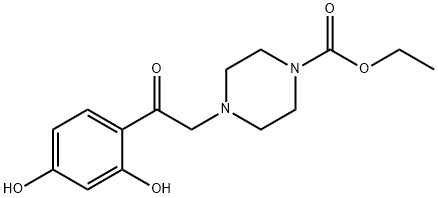ethyl 4-[2-(2,4-dihydroxyphenyl)-2-oxoethyl]piperazine-1-carboxylate 化学構造式