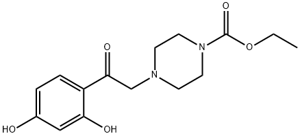 ethyl 4-[2-(2,4-dihydroxyphenyl)-2-oxoethyl]piperazine-1-carboxylate Struktur