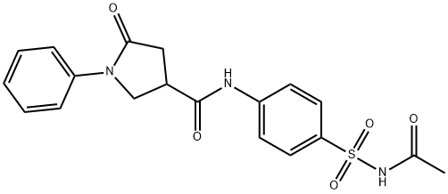 N-[4-(acetylsulfamoyl)phenyl]-5-oxo-1-phenylpyrrolidine-3-carboxamide 结构式
