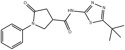 N-(5-tert-butyl-1,3,4-thiadiazol-2-yl)-5-oxo-1-phenylpyrrolidine-3-carboxamide Struktur