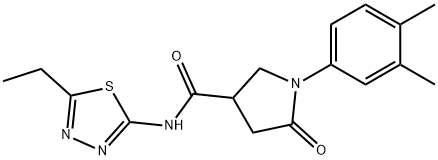 1-(3,4-dimethylphenyl)-N-(5-ethyl-1,3,4-thiadiazol-2-yl)-5-oxopyrrolidine-3-carboxamide 化学構造式