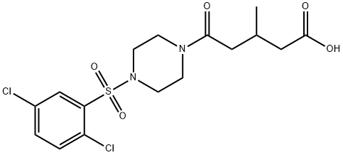 5-(4-((2,5-dichlorophenyl)sulfonyl)piperazin-1-yl)-3-methyl-5-oxopentanoic acid 化学構造式