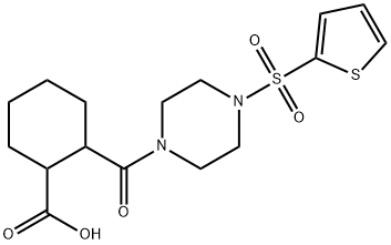 2-(4-(thiophen-2-ylsulfonyl)piperazine-1-carbonyl)cyclohexanecarboxylic acid Structure