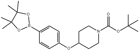 4-(4-(4,4,5,5-四甲基-1,3,2-二氧杂硼杂环戊烷-2-基)苯氧基)哌啶-1-羧酸叔丁酯,889865-34-3,结构式