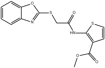 methyl 2-(2-(benzo[d]oxazol-2-ylthio)acetamido)thiophene-3-carboxylate Structure