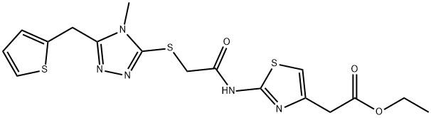 ethyl 2-(2-(2-((4-methyl-5-(thiophen-2-ylmethyl)-4H-1,2,4-triazol-3-yl)thio)acetamido)thiazol-4-yl)acetate,892195-80-1,结构式