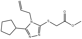 methyl 2-((4-allyl-5-cyclopentyl-4H-1,2,4-triazol-3-yl)thio)acetate Struktur
