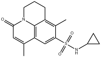 N-cyclopropyl-7,10-dimethyl-5-oxo-1,2,3,5-tetrahydropyrido[3,2,1-ij]quinoline-9-sulfonamide 化学構造式